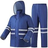 SuznSiax Rain Suit for Men Women Waterproof, High Visibility Work Construction Rain Suit Gear(Blue,X-Large)