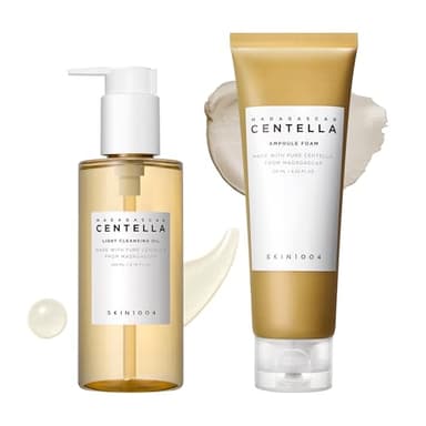 SKIN1004 Centella Double Cleansing Duo, Cleansing Oil 6.76 fl.oz & Ampoule Foam Cleanser 4.23 fl.oz, Korean Gentle Face Cleanser Gift Set, Makeup Remover with Madagascar Centella, Korean Skincare