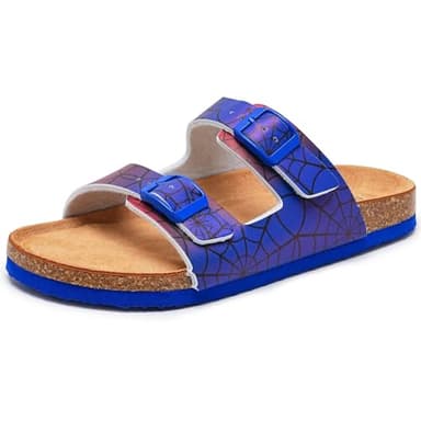 Torotto Kids Sandals Boys Girls Slide Summer Non-slip Cork Glitter Toddler Slippers with Adjustable Straps for Indoor & Outdoor(Spider-36)