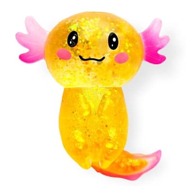 Axolotl Squishy Stress Relief Toy Glitter Fidget Toys Cute Malt Sugar Axolotl Toy Fidget Toys Adults Fidget Toy for Kids Youth Adult, Party Favors Anxiety Relief Squishy Toys(Orange)