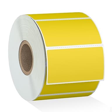 Misofuki 2.25" x 1.25" Yellow Direct Thermal Barcode Labels 1000 Pcs for Zebra ZD410 ZD411 LP2824, 2-1/4x1-1/4 1 Roll Waterproof Strong Adhesive Perforated Return Address Labels Used with Rollo MUNBYN