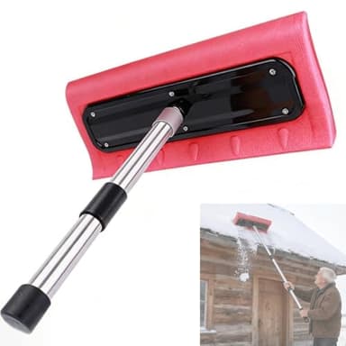 Foam Snow Pusher, Snow Roof Rake, Roof Snow Removal Tool with Wide Head, Lightweight No Scratch Foam Snow Broom, Foam Snow Brush for Roof Vehicle Garage Lawn Backyard Outdoor Driveway - Head Only
