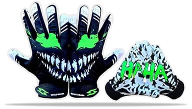 Scale Wear Design Toxic Venom Football Receiver Gloves - Tacky Sticky Grip Skin Tight Adult Pro Elite Super Performance Youth Man Boy Men Sizes (Black-Green, Youth - M)