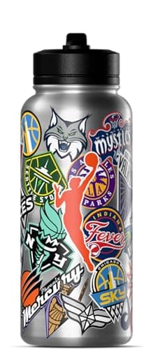 Hydrapeak x WNBA Officially Licensed All Team Sticker Print 32 oz Insulated Water Bottle with Straw Lid and Handle