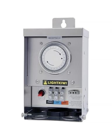 Lightkiwi U2184 75W Outdoor Low Voltage Landscape Lighting Transformer 120V AC to (12V-15V AC) Multi-Tap - Weatherproof for Pathway Lights, Spotlight and Pool/Spa Lightings - ETL Listed