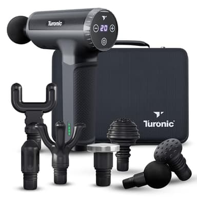 Turonic Professional Handheld Massage Gun - Deep Tissue Percussion Massager, 20 Speeds, 7 Heads, Quiet, Powerful, Portable, Cordless, Great for Athletes, Personal Use, Shoulder, Foot, Back Body, GM5