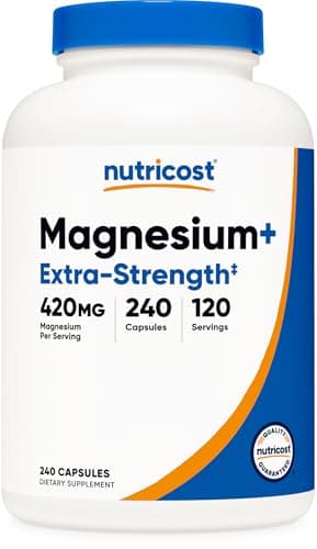 Nutricost Magnesium+ Extra Strength 420mg, 240 Capsules - 120 Servings. Magnesium Oxide and Glycinate - Non-GMO, Gluten Free, Vegan Friendly