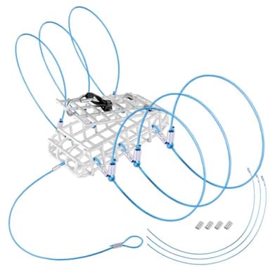 A1FISHER 1 PCS Luminous Crab Snare Traps Grabber with Galvanized Vinyl Coated Steel Wire Mesh, with 6 Loops, 1 Ounce Galvanized Steel Block, Rectangular Crab Snare for Dungeness, Rock, Blue Crab