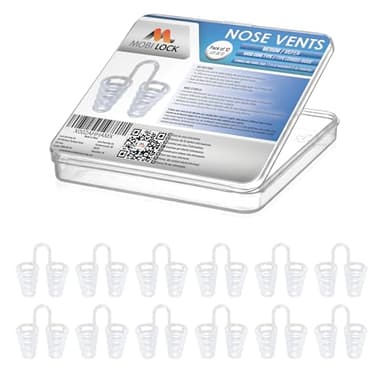 Nose Vent Sinus Relief Dilator (Pack of 12 Medium Size) Hard Cone Vents - A Simple Solution for Nasal Snorers - Reusable Snoring Device to enjoy a peaceful night's sleep - by Mobi Lock
