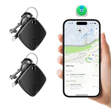 2 Pack Bluetooth Tracker Works with Apple Find My, Key Finder Locator with Sound, Anti-Lost Device for Wallet Keys iPhone, GPS Tracking Device for Kids Pets Luggage
