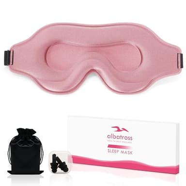 Sleep Eye Mask for Men Women, Lash Extensions 3D Sleeping Mask, Travel Blackout Night Blindfold Eye Shade Cover with Adjustable Strap (Pink-3D)