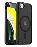Hualele Magnetic for iPhone SE Case 2022/3rd/2020/2nd gen,iPhone 8/7 Case,Compatible with MagSafe, Military Grade Dropproof Translucent Matte Hard Back Soft Edge Slim Protective Phone Case,Black