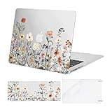 MOSISO Compatible with MacBook Air 13 inch Case (A1369 & A1466, Older Version 2010-2017 Release), Plastic Garden Flowers Hard Shell Case & Keyboard Cover & Screen Protector, Transparent