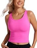 CRZ YOGA Womens Butterluxe Double Lined Workout Tank Tops Scoop Neck Racerback Cropped Casual Sleeveless Shirt Light Purple Medium