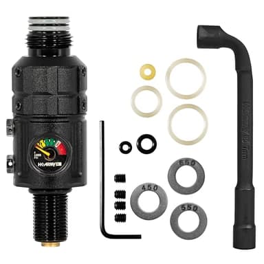 HK Army Paintball Regulator 350psi-650psi Adjustable Turbine Pro for HPA Compressed Air Tanks (Long, Black)