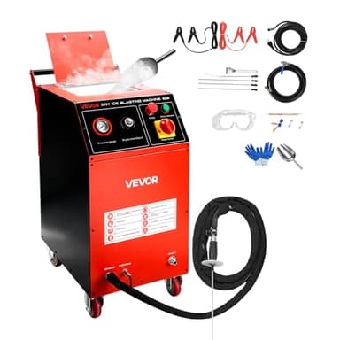 VEVOR Dry Ice Blasting Machine, 16.5LBS (7.5KG) Capacity Dry Ice Cleaning Machine with 4 Nozzles, Adjustable Pressure & Dry Ice Amount, Movable Blaster Cleaner for Auto Ship Aviation Chemical, 120V