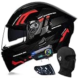 ACLFFSHOP Bluetooth Modular Motorcycle Helmets, DOT Approved Flip Up Full Face Motorcycle Dual Visor Helmet, with Dual Speakers and Microphone, for Adults Men and Women M~XXL