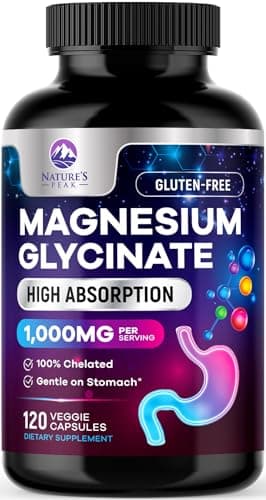 Magnesium Glycinate Capsules 1000mg - Pure & Chelated for Max Absorption - Supports Muscle, Nerve & Heart Health, Sleep Support - Best Magnesium Pills Supplement for Whole Body Support - 120 Capsules