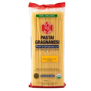 Pastai Gragnanesi Organic Spaghetti di Gragnano IGP - Bronze Die Cut & Slow Dried Italian Pasta, USDA Organic Durum Wheat Semolina, Imported from Italy, 17.6 Oz (500 G)