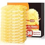 30 Count Heavy Duty Duster Refills for Swiffer, Multisurface 360° Larger Size Dusters with 4X Microfibers, Unscented Disposable Dusters for Cleaning Home, Blinds, Fans, Corners (Only Duster)