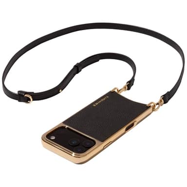 Bandolier Rayna Crossbody Phone Case for iPhone 17 Pro Max. 100% Genuine Pebble Leather with Gold Hardware. Adjustable & Removable Strap. Magnetic Backing. Magsafe Compatible.