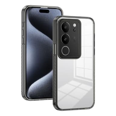 Kukoufey Compatible with Vivo V29 5G Case Cover,Compatible with Vivo V29 Pro 5G V2251 V2250 Transparent Hard Acrylic pc Hard Back Plate Shockproof Protective Case Black