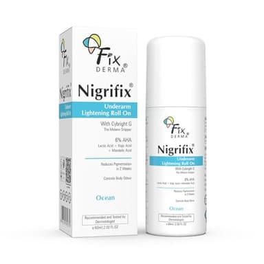 Fixderma Nigrifix Underarm Ocean Roll on With 6% AHA, Lactic Acid & 1% Mandelic Acid & Kojic Acid | Brightens Skin & Exfoliates Underarm | For Sensitive Skin - 60ml
