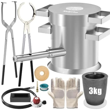 Nelyrho Complete 3KG Propane Melting Furnace Kit for Beginners – All-in-One Metal Smelting Forge with Crucible, Tongs, Fire Brick & Accessories – Ideal for Gold, Silver, Copper, Aluminum Casting