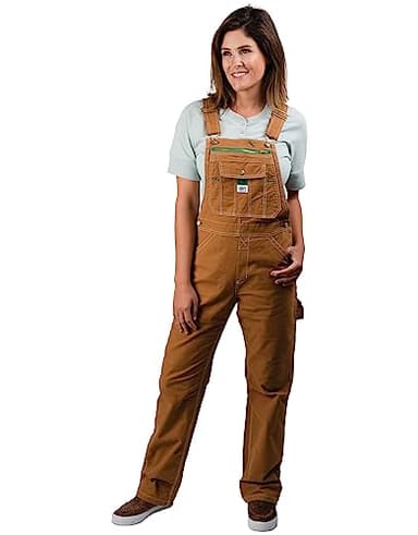 Liberty Women's Washed Duck Bib Overalls, Brown Duck, Large