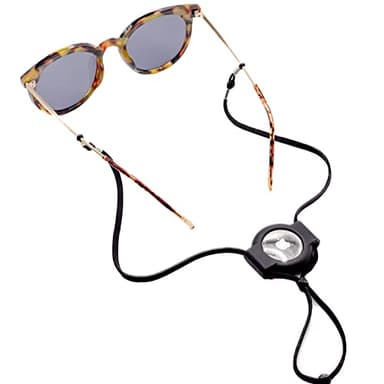 GATYZGEAR - Airtag Glasses Strap – Polyurethane Leather/Silicone glasses – Sunglasses Strap with Holder Compatible with AirTag Tracker – Adjustable Eyeglass Strap for Eyewear for AirTag - Black