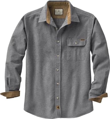 Legendary Whitetails Mens Long Sleeve Button Down 100% Cotton Flannel Shirt, Charcoal Heather, XL