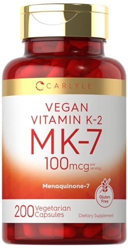 Carlyle Vitamin K2 MK-7 100 mcg | 200 Vegan Capsules | Menaquinone-7 Supplement | Non-GMO, Gluten Free