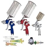 TCP Global Automotive Paint Gun Auto Car HVLP Spray Gun Set - 3 Paint Guns, Sprayers with Cups, Air Regulator & Maintenance Kit for Primer, Topcoat & Touch-Up Painting Pistola para Pintar Carros