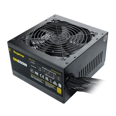 Segotep 650W 80 Plus Gold Certified Non-Modular ATX Power Supply with 6+2 Pin Connectors PFC Protection and RoHS Compliance, 120mm Silent Fan Gaming PSU GN-650 Black