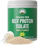 Grass Fed Beef Protein Powder - Lactose Free Great Tasting Beef Protein Isolate. Complete Animal Based Non Dairy Paleo Carnivore Supplement for Prime Muscle Building. No Whey. Vanilla Flavor