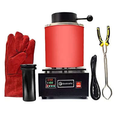 2KG Gold Melting Furnace 1150℃ /2102 ℉ Automatic Digital Melting Furnace Machine with Graphite Crucible for Precious Metals Gold Silver Jewelry,1400W