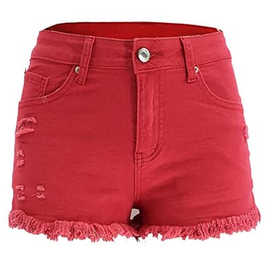 Shorts for Women Sexy Casual Stretchy Jean Shorts for Women Red White Short Pants Hot Topic Bottoms