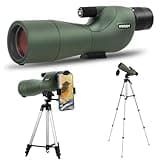 NWDEY 25-75X60 Spotting Scope with 50in Tripod, Spotting Scopes for Target Shooting, Hunting, Birding. Low Light Vision, Phone Adapter, Carry Bag, BAK4 Prism, FMC Lens, Waterproof (ArmyGreen)