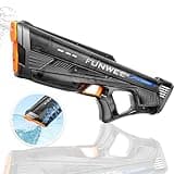 Funwee Electric Water Gun for Adults Kids, Powerful Automatic Squirt Gun, High Powered Shooting 100+ Times, Long Range, Auto Water Blaster, Outdoor Water Toy Game Pool (Transparent Black)