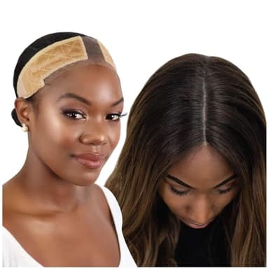 MILANO COLLECTION Wigrip, Premium Lace Wig Band for Women, Fully Adjustable & Reinforced Lace Wig Grip Band by Hairline, Comfortable and Secure Glueless Velvet Headband, Nude