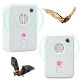 2 Pack Ultrasonic Bat Repeller, Bat Deterrent Devices, Mouse Repellent Ultrasonic Plug in Bat Reject Repelling System, Electronic Pest Repeller Bat Repellent for Attic Porch House Bat Removal Control