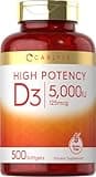 Carlyle Vitamin D3 5000 IU Softgels | 500 Count | Value Size | Non-GMO and Gluten Free Supplement | High Potency Formula | 125mcg