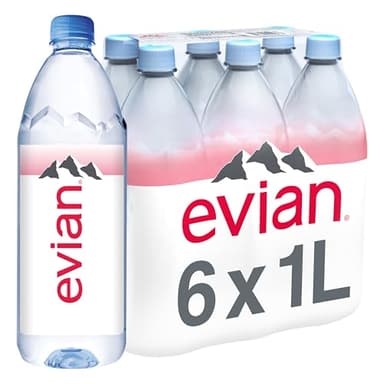 Evian Natural Spring Water, 1 L bottles, 6 pack