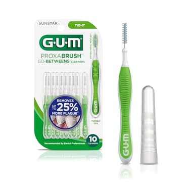 GUM Proxabrush Go-Betweens - Tight - Interdental Brushes - Soft Bristled Dental Picks for Plaque Removal Health - Safe for Braces & Dental Devices, 10ct