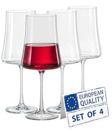Biandeco Wine Glasses Set of 4 | 13.5oz Hand-Blown Bohemia Titanium Crystal Goblets, Lead-Free Elegant Glassware for Red & White Wine