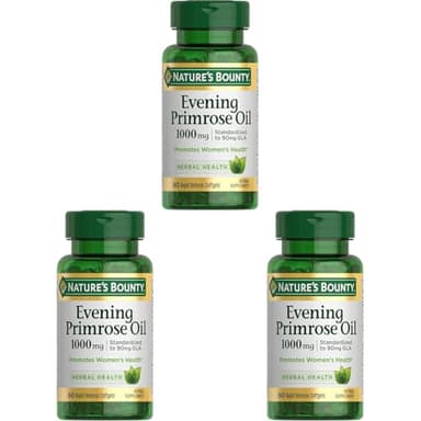 Nature's Bounty Primrose Oil 1000mg,Promotes Women's Health,Herbal Supplement,Gluten Free,60 Rapid Release Softgels,(Pack of 3)
