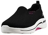 Skechers Women's Go Walk Arch Fit-Grateful Sneakers, Black/Hot Pink, 9