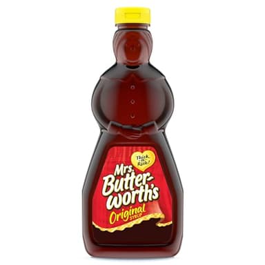 Mrs. Butterworth's Original Thick and Rich Pancake Syrup, Maple Flavored Syrup for Pancakes, Waffles and Breakfast Food, 24 Fl Oz Bottle