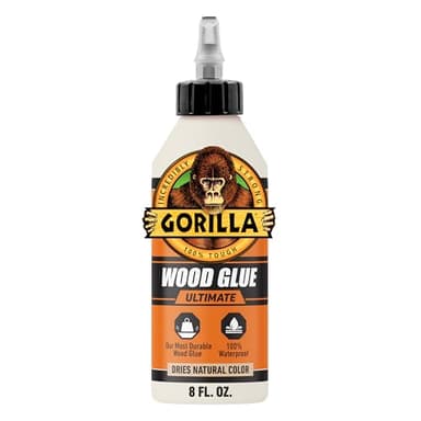 Gorilla Ultimate Waterproof Wood Glue, Natural Wood Color, 8 Ounce (Pack of 1) - Waterproof for Indoor or Outdoor Projects and Repairs
