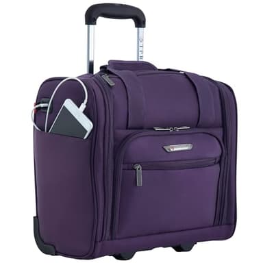 TPRC 15" Smart Under Seat Carry-On Luggage with USB Charging Port, Purple, One Size